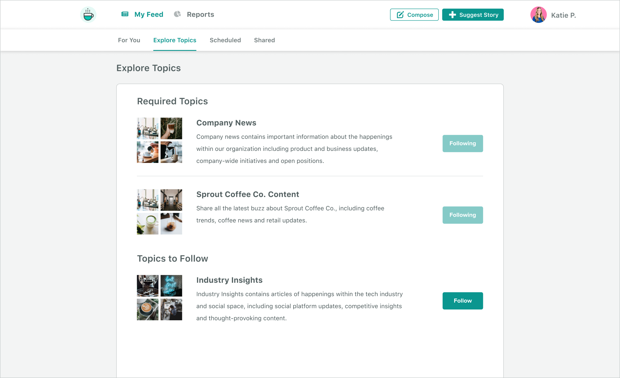 Employee advocacy tool enables content grouping